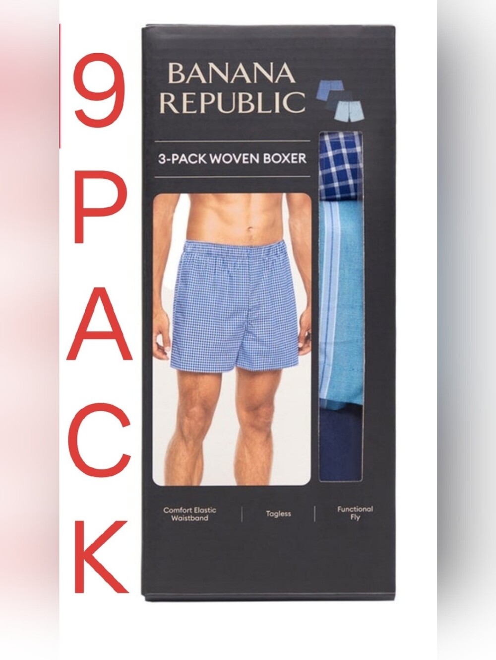 Banana Republic Men's Woven Boxer, 9-pack